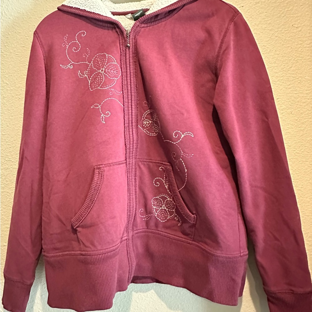 Eddie Bauer Burgundy Sherpa-Lined Jacket